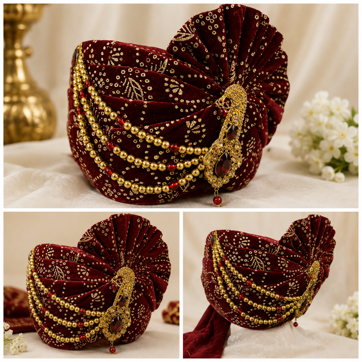 royal grroom red safa- front, side view