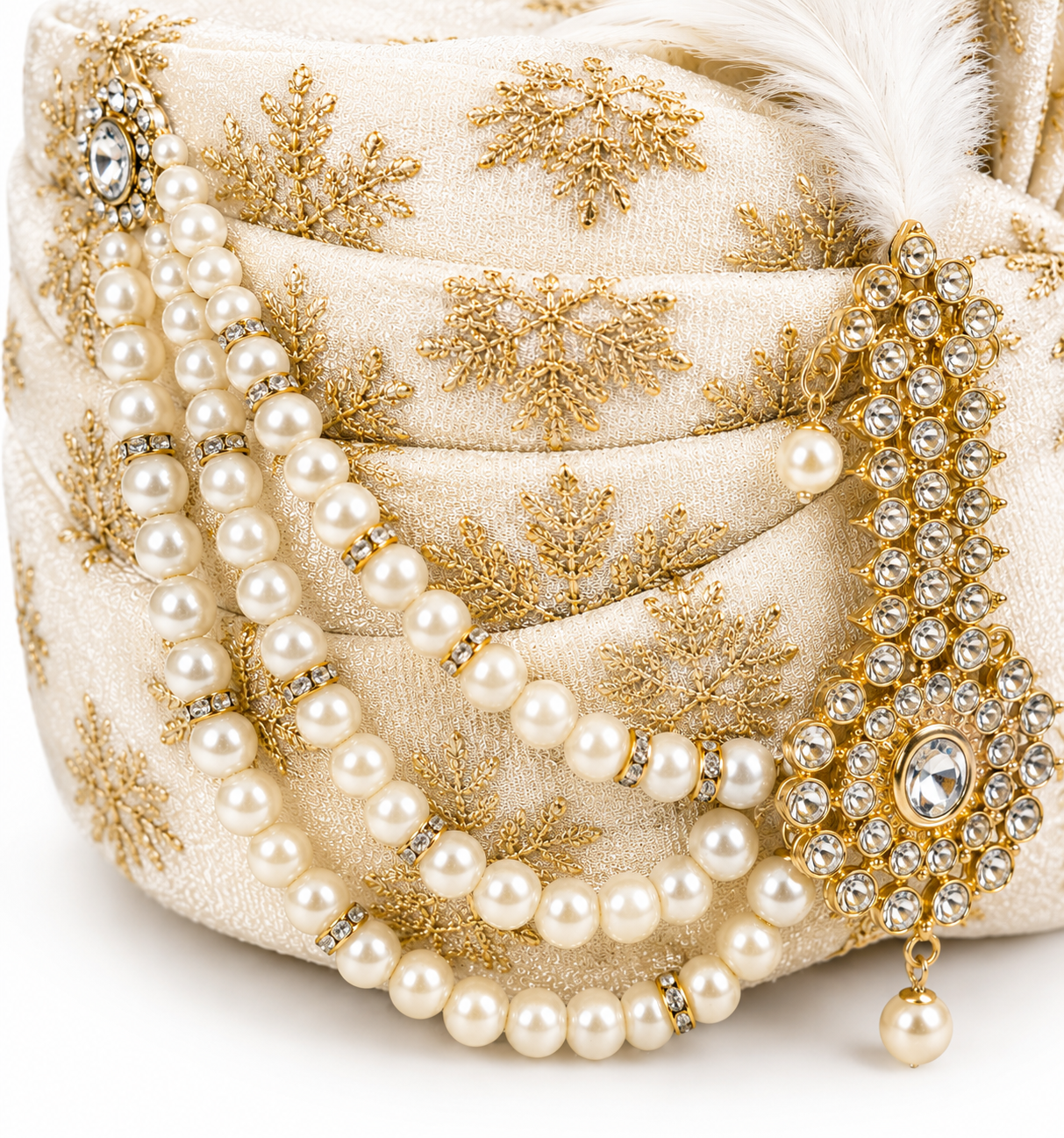 royal cream wedding safa close up view