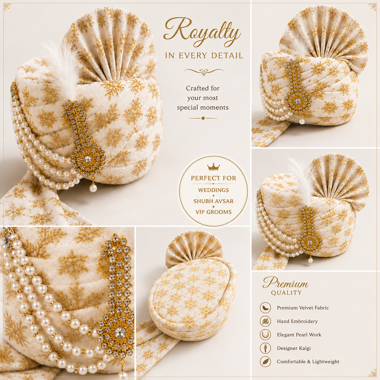 royal cream wedding safa all view